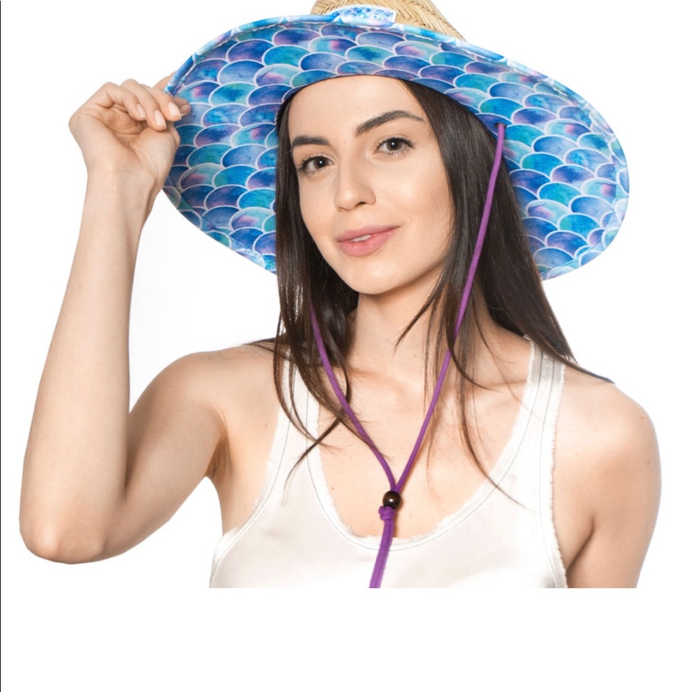 MALABAR HAT CO MERMAID SCALES STRAW HAT FOR BEACH, BOATING, FISHING, POOL